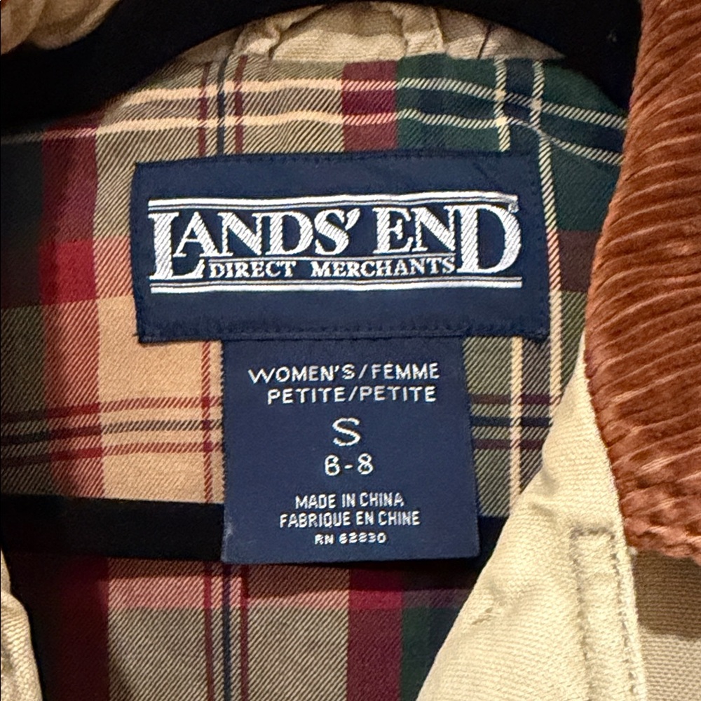 Lands' End Tan Utility Jacket with Brown Corduroy Collar - Picture 8 of 14
